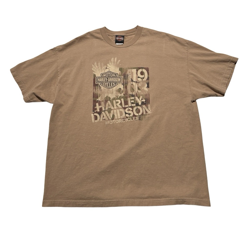 Harley Davidson Men's Dallas Texas Eagle Graphic T Shirt Beige 2X 25x30